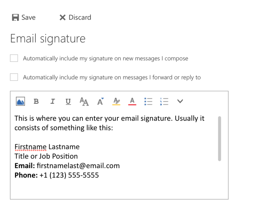 outlook email signature in microsoft 365